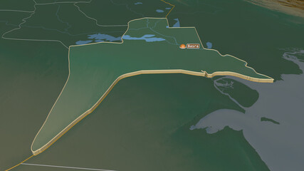 Al-Basrah, Iraq - extruded with capital. Relief