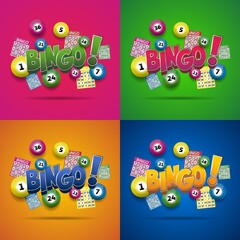 Bingo lottery balls and bingo cards concept vector illustration