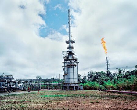 Natural Gas Burning In Urucu Petroleum Province, Coari, Amazonas State. Brazil