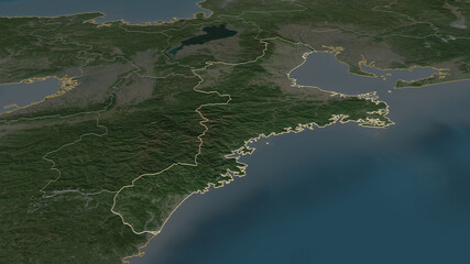 Mie, Japan - outlined. Satellite