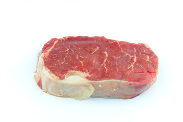 Raw porterhouse steak on a white background