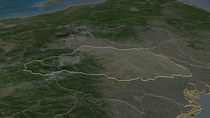 Saitama, Japan - outlined. Satellite