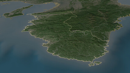 Wakayama, Japan - outlined. Satellite