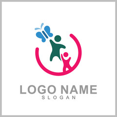 Kids play colorful logo vector, Children logo designs, happy child design concept, kid education logo, logo element template