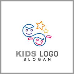 Kids play colorful logo vector, Children logo designs, happy child design concept, kid education logo, logo element template
