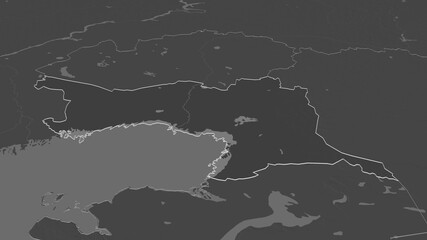 Atyrau, Kazakhstan - outlined. Bilevel