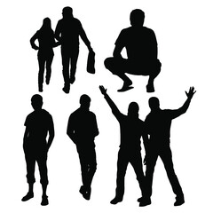 The people silhouettes in different poses and angles
