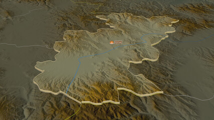 Gnjilane, Kosovo - extruded with capital. Relief