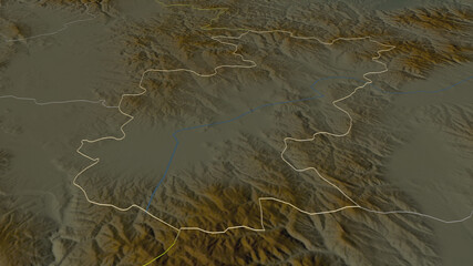 Gnjilane, Kosovo - outlined. Relief