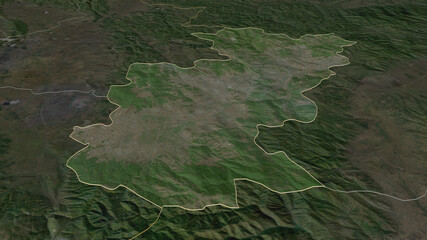 Gnjilane, Kosovo - outlined. Satellite