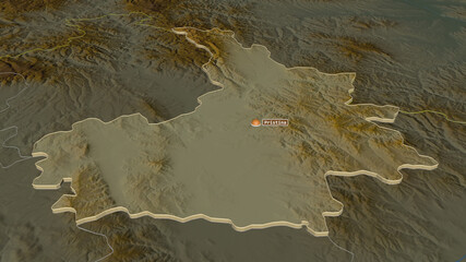 Pristina, Kosovo - extruded with capital. Relief