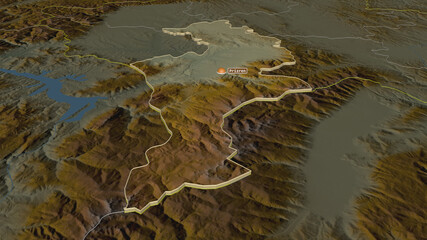 Prizren, Kosovo - extruded with capital. Relief