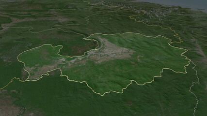 Attapu, Laos - outlined. Satellite