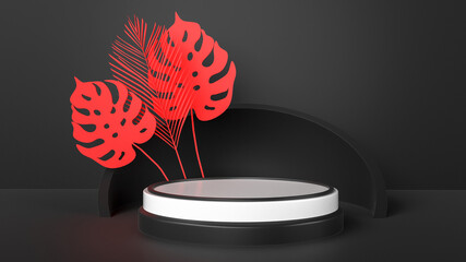 abstract 3d stage, display of geometric background, with Black colors, and minimal style.