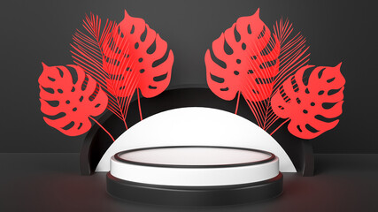 abstract 3d stage, display of geometric background, with Black colors, and minimal style.