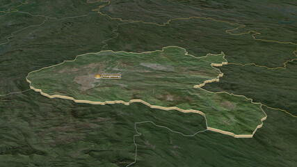 Xiangkhoang, Laos - extruded with capital. Satellite
