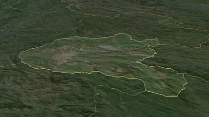 Xiangkhoang, Laos - outlined. Satellite