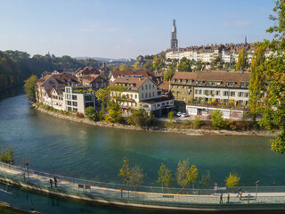 Naklejka premium Cityscape of Bern or Berne, the capital city of Switzerland. In 1983 the historic old town in the centre of Bern became a UNESCO World Heritage Site.