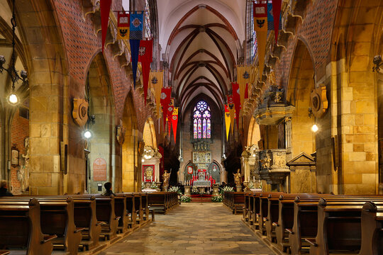 WROCLAW, POLAND - OCTOBER 22, 2013:  Interior of Wroclaw cathedral.