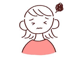 目を閉じて考える若い女性