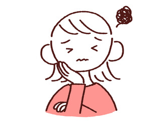 顔に手をあて悩む若い女性