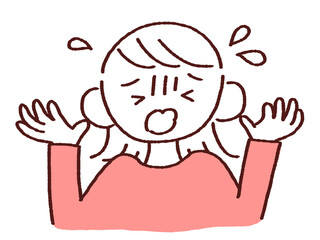 パニックになる若い女性