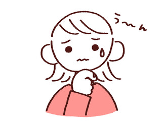 顔に手をあて悩む若い女性