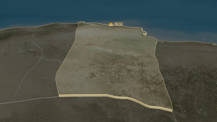 Darnah, Libya - extruded with capital. Satellite © Yarr65