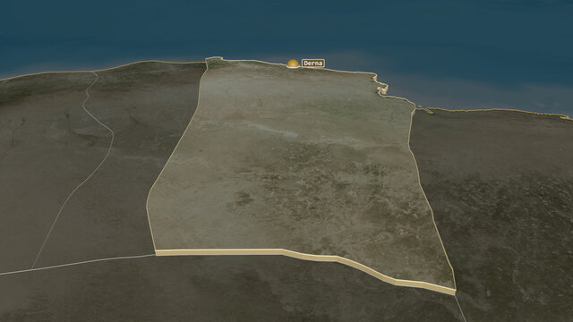 Darnah, Libya - extruded with capital. Satellite