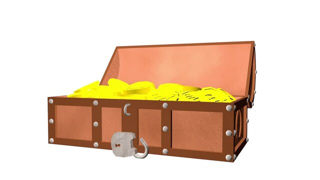 Opening Treasure chest on white background . Wealth concept.