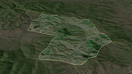 Delčevo, Macedonia - outlined. Satellite