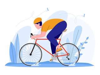man riding a racing bike vector illustration