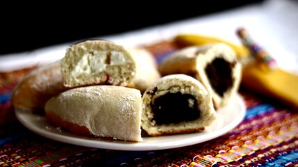A typical guatemalan breakfast. Shekas with frijol and queso crema.