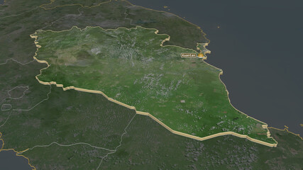 Pahang, Malaysia - extruded with capital. Satellite