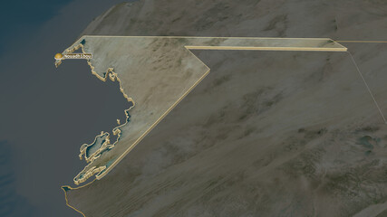 Dakhlet Nouadhibou, Mauritania - extruded with capital. Satellite