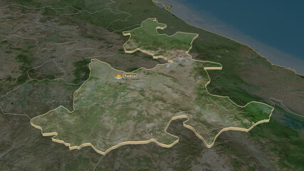 Puebla, Mexico - extruded with capital. Satellite