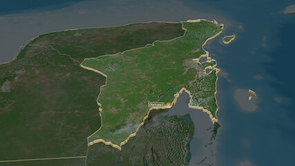Quintana Roo, Mexico - extruded with capital. Satellite