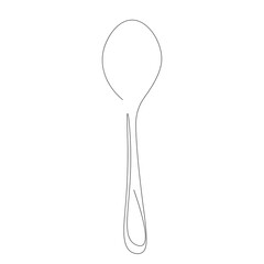 Spoon silhouette on white background line drawing, vector illustration