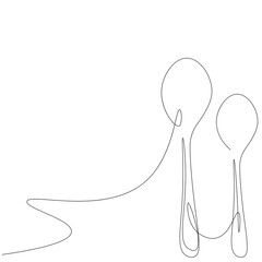 Spoons on white background line drawing, vector illustration