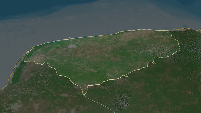 Yucatán, Mexico - outlined. Satellite