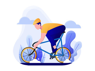 man riding a road bike concept illustration vector.