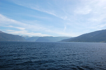 Sognefjord, Norway, Scandinavia. View from the board of Flam - Bergen ferry