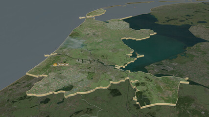 Noord-Holland, Netherlands - extruded with capital. Satellite