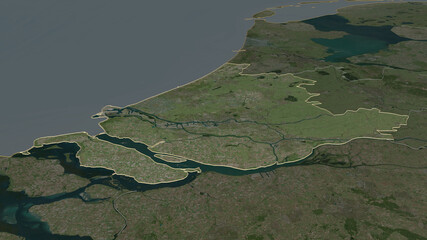 Zuid-Holland, Netherlands - outlined. Satellite © Yarr65