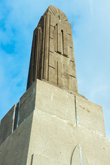 An art deco obelisk on the Alsea Bay Bridge in Waldport, Oregon, USA