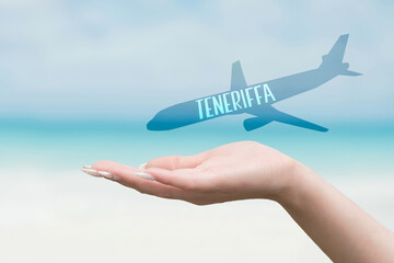 Urlaub am Strand und Flugzeug nach Teneriffa