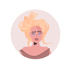 blonde young woman profile avatar beautiful girl face female cartoon character portrait vector illustration
