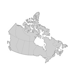 Map of Canada divided to regions. Outline map. Vector illustration.