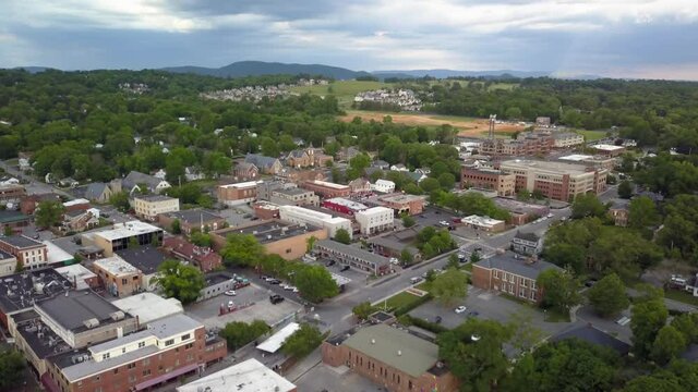 Aerial High Over Blacksburg Virginia In 4k