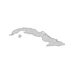 Map of Cuba divided to regions. Outline map. Vector illustration.